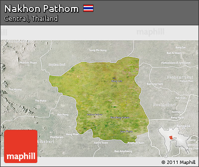 Satellite 3D Map of Nakhon Pathom, lighten, semi-desaturated