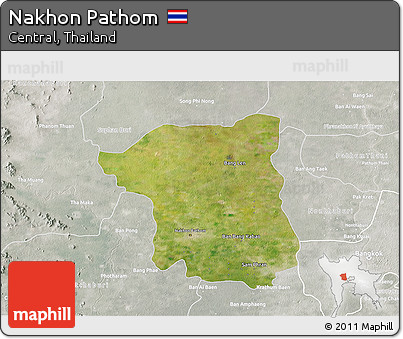 Satellite 3D Map of Nakhon Pathom, lighten, semi-desaturated