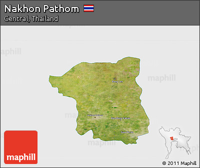 Satellite 3D Map of Nakhon Pathom, single color outside