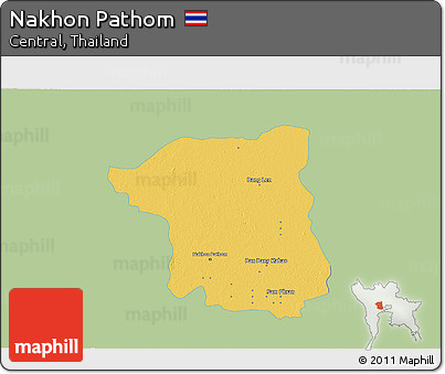 Savanna Style 3D Map of Nakhon Pathom, single color outside