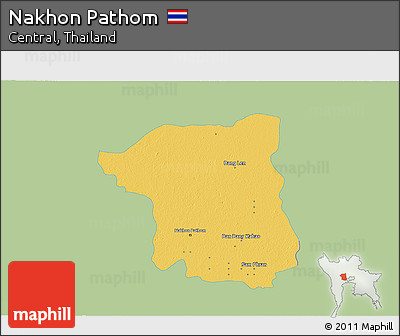 Savanna Style 3D Map of Nakhon Pathom, single color outside
