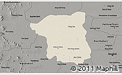 Shaded Relief 3D Map of Nakhon Pathom, darken, semi-desaturated