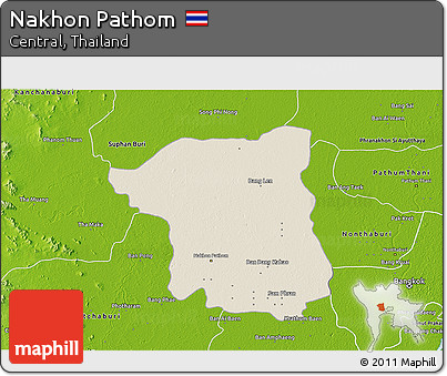 Shaded Relief 3D Map of Nakhon Pathom, physical outside