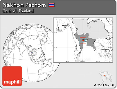 Blank Location Map of Nakhon Pathom, highlighted country, highlighted parent region
