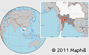 Gray Location Map of Nakhon Pathom, highlighted country, highlighted parent region