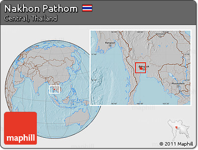 Gray Location Map of Nakhon Pathom, hill shading