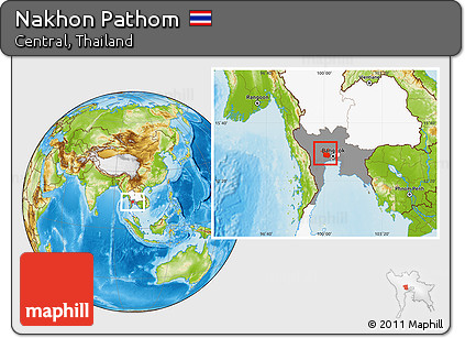 Physical Location Map of Nakhon Pathom, highlighted country, highlighted parent region