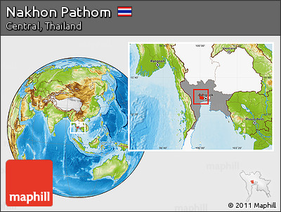 Physical Location Map of Nakhon Pathom, highlighted country, highlighted parent region