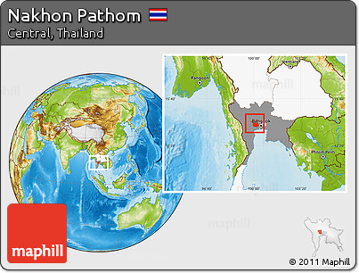 Physical Location Map of Nakhon Pathom, highlighted country, highlighted parent region