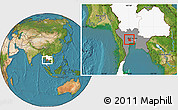 Satellite Location Map of Nakhon Pathom, highlighted country, highlighted parent region