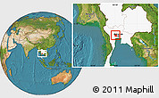 Satellite Location Map of Nakhon Pathom, highlighted country
