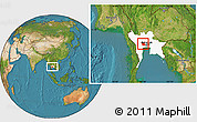 Satellite Location Map of Nakhon Pathom, highlighted parent region