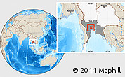 Shaded Relief Location Map of Nakhon Pathom, highlighted country, highlighted parent region