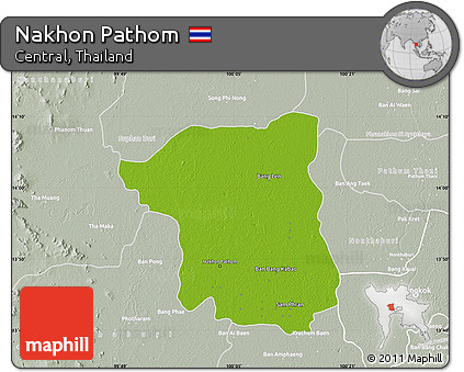 Physical Map of Nakhon Pathom, lighten, semi-desaturated