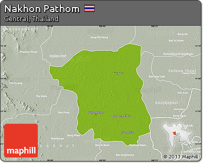Physical Map of Nakhon Pathom, lighten, semi-desaturated
