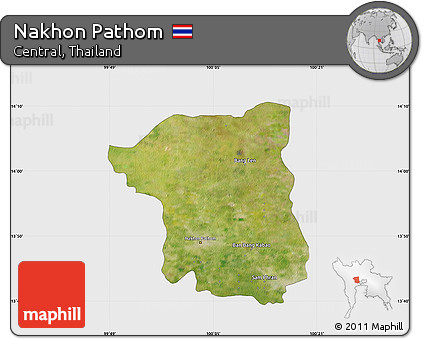 Satellite Map of Nakhon Pathom, single color outside