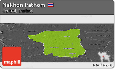 Physical Panoramic Map of Nakhon Pathom, darken, desaturated