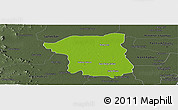 Physical Panoramic Map of Nakhon Pathom, darken, semi-desaturated