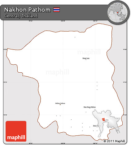 Classic Style Simple Map of Nakhon Pathom, cropped outside