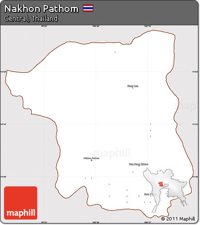 Classic Style Simple Map of Nakhon Pathom, cropped outside