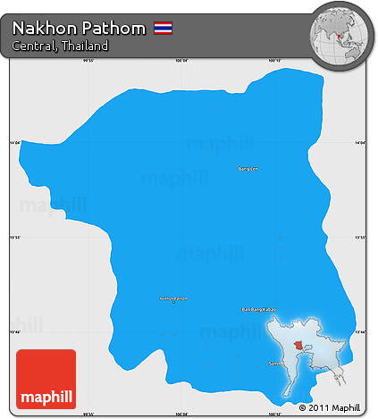 Political Simple Map of Nakhon Pathom, single color outside