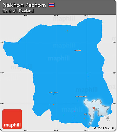 Political Simple Map of Nakhon Pathom, single color outside