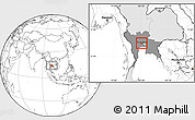 Blank Location Map of Nonthaburi, highlighted country, highlighted parent region