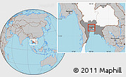 Gray Location Map of Nonthaburi, highlighted country, highlighted parent region