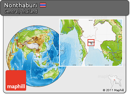Physical Location Map of Nonthaburi, highlighted country