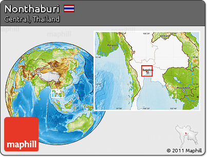 Physical Location Map of Nonthaburi, highlighted country