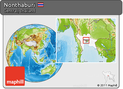 Physical Location Map of Nonthaburi, highlighted parent region