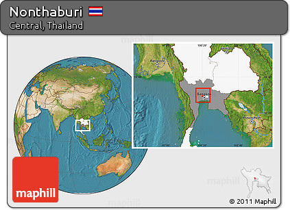 Satellite Location Map of Nonthaburi, highlighted country, highlighted parent region