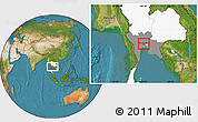 Satellite Location Map of Nonthaburi, highlighted country, highlighted parent region