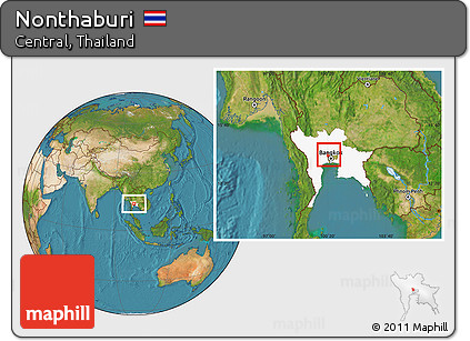 Satellite Location Map of Nonthaburi, highlighted parent region