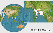 Satellite Location Map of Nonthaburi, highlighted parent region