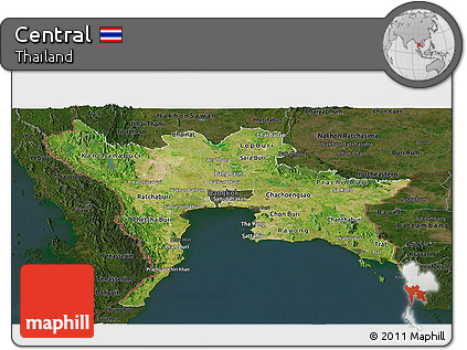 Satellite Panoramic Map of Central, darken