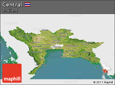 Satellite Panoramic Map of Central, single color outside