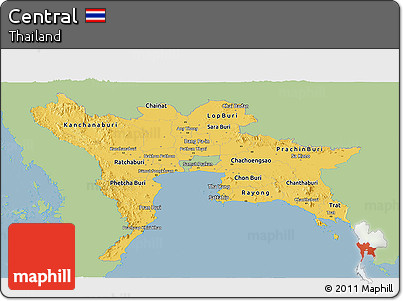Savanna Style Panoramic Map of Central, single color outside