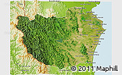 Satellite 3D Map of Phetcha Buri, physical outside