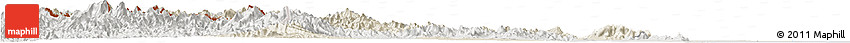 Shaded Relief Horizon Map of Phetcha Buri, lighten, semi-desaturated