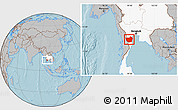 Gray Location Map of Phetcha Buri, highlighted country, hill shading