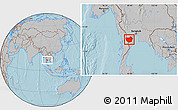 Gray Location Map of Phetcha Buri, hill shading