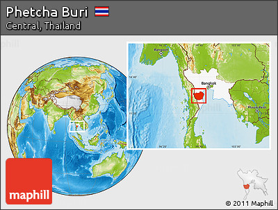 Physical Location Map of Phetcha Buri, highlighted parent region