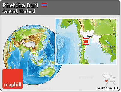 Physical Location Map of Phetcha Buri, highlighted parent region