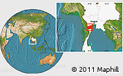 Satellite Location Map of Phetcha Buri, highlighted country