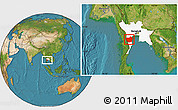 Satellite Location Map of Phetcha Buri, highlighted parent region