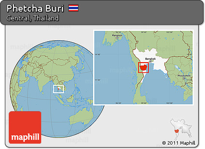 Savanna Style Location Map of Phetcha Buri, highlighted parent region