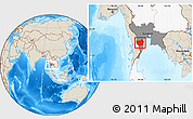 Shaded Relief Location Map of Phetcha Buri, highlighted country, highlighted parent region