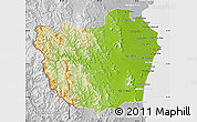 Physical Map of Phetcha Buri, lighten, desaturated