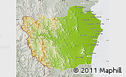 Physical Map of Phetcha Buri, lighten, semi-desaturated